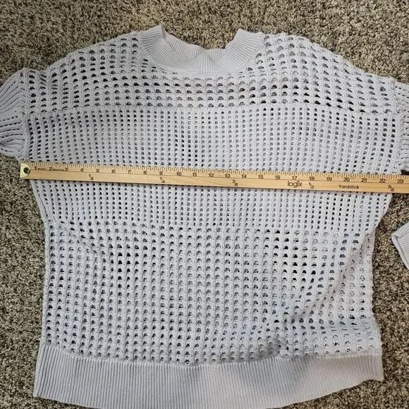 Haven Well Within Open Weave Cotton Sweater Knit Crewneck Light Blue Size L - Picture 8 of 9